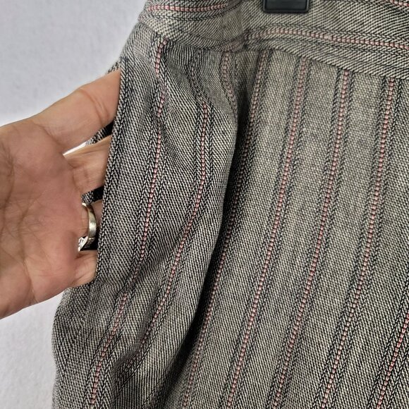 Harve Benard Lined Wool Slit Hem Cropped Pants 12 Striped Gray Professional - Picture 4 of 13